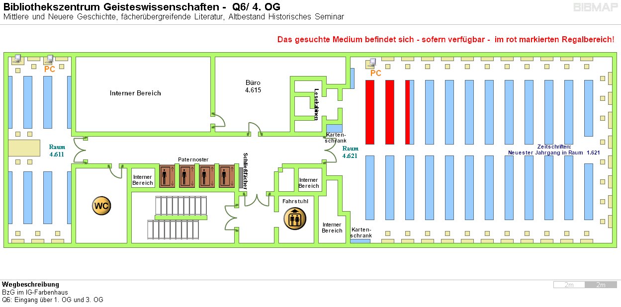 Bild zur Standortanzeige Wegbeschreibung
BzG im IG-Farbenhaus
Q6: Eingang ber 1. OG und 3. OG