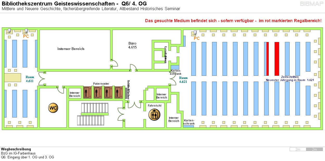 Bild zur Standortanzeige Wegbeschreibung
BzG im IG-Farbenhaus
Q6: Eingang �ber 1. OG und 3. OG