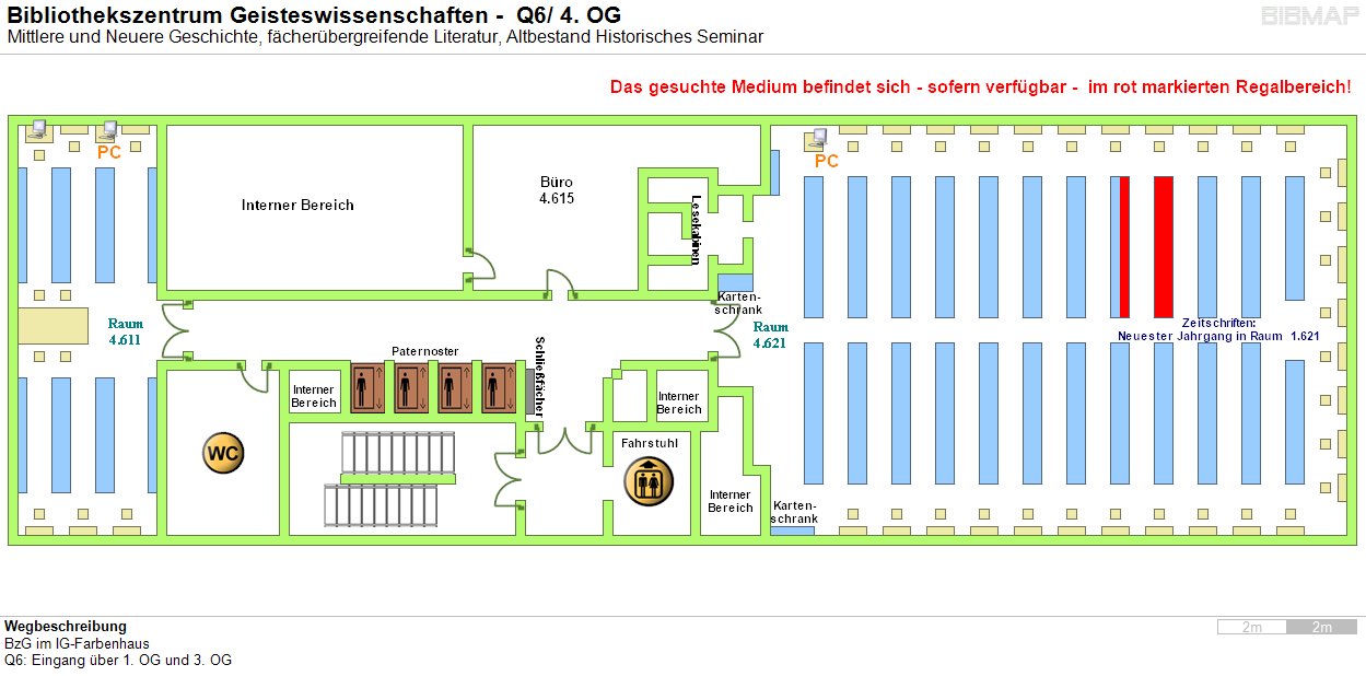 Bild zur Standortanzeige Wegbeschreibung
BzG im IG-Farbenhaus
Q6: Eingang �ber 1. OG und 3. OG