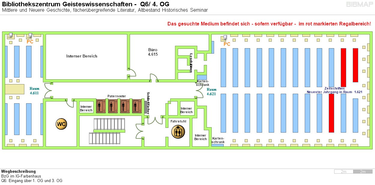 Bild zur Standortanzeige Wegbeschreibung
BzG im IG-Farbenhaus
Q6: Eingang ber 1. OG und 3. OG