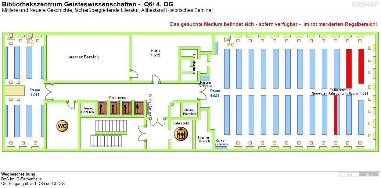 Bild zur Standortanzeige Wegbeschreibung
BzG im IG-Farbenhaus
Q6: Eingang �ber 1. OG und 3. OG