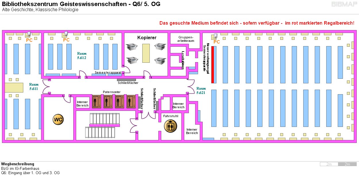Bild zur Standortanzeige Wegbeschreibung
BzG im IG-Farbenhaus
Q6: Eingang ber 1. OG und 3. OG