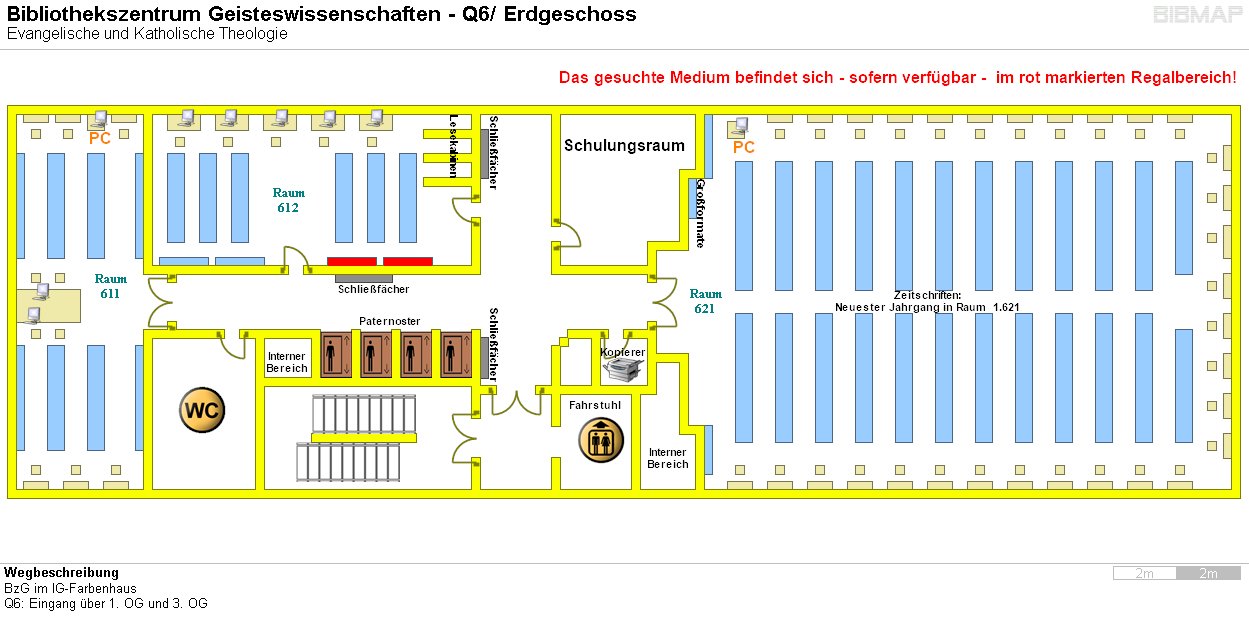 Bild zur Standortanzeige Wegbeschreibung
BzG im IG-Farbenhaus
Q6: Eingang ber 1. OG und 3. OG