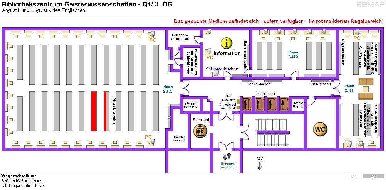 Bild zur Standortanzeige Wegbeschreibung 
BzG im IG-Farbenhaus
Q1: Eingang ber 3. OG