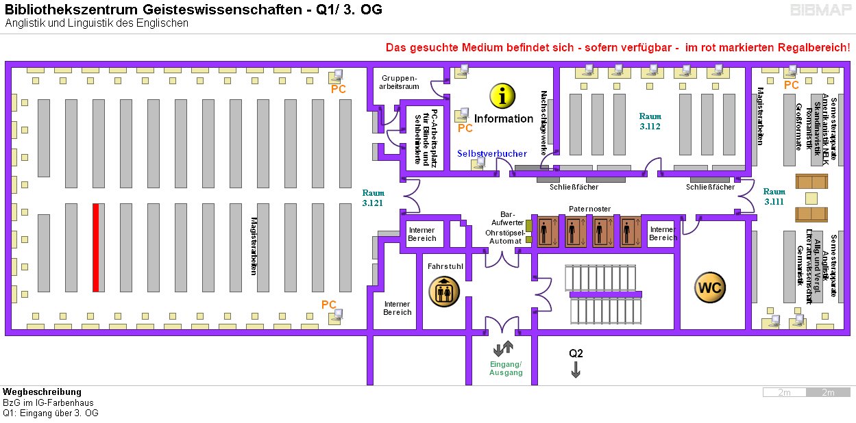 Bild zur Standortanzeige Wegbeschreibung 
BzG im IG-Farbenhaus
Q1: Eingang ber 3. OG