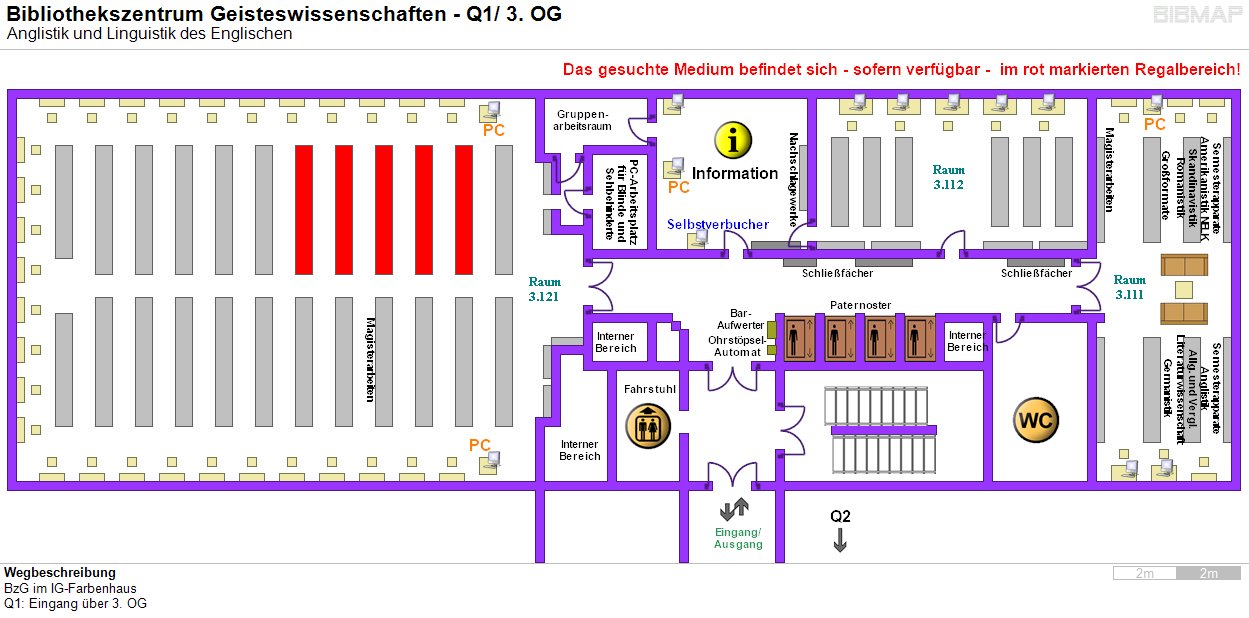 Bild zur Standortanzeige Wegbeschreibung 
BzG im IG-Farbenhaus
Q1: Eingang ber 3. OG