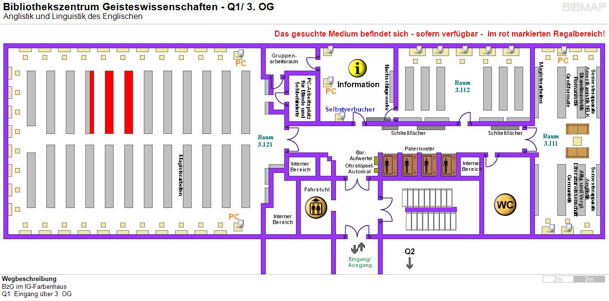 Bild zur Standortanzeige Wegbeschreibung 
BzG im IG-Farbenhaus
Q1: Eingang ber 3. OG