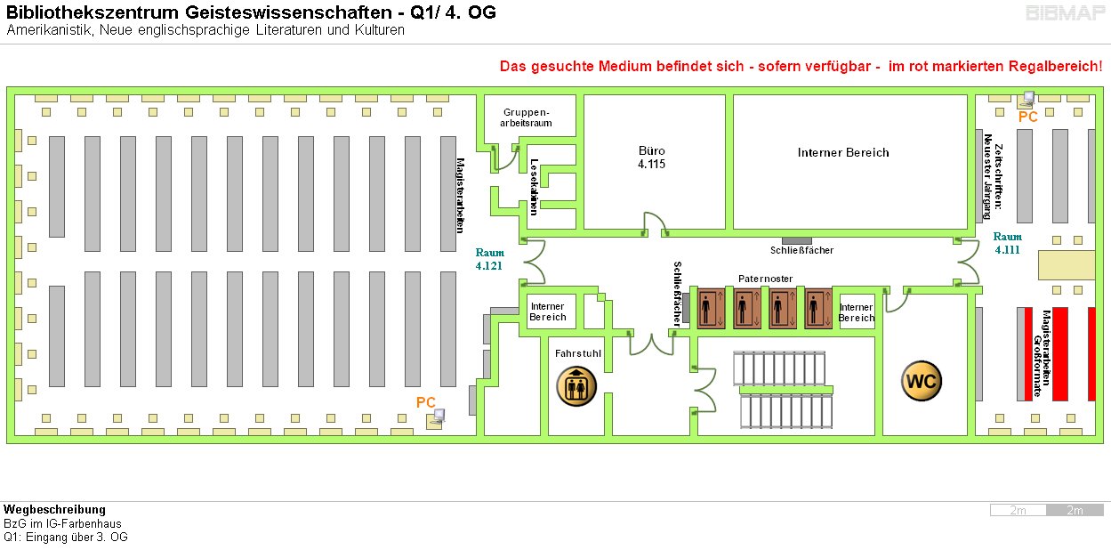 Bild zur Standortanzeige Wegbeschreibung 
BzG im IG-Farbenhaus
Q1: Eingang ber 3. OG