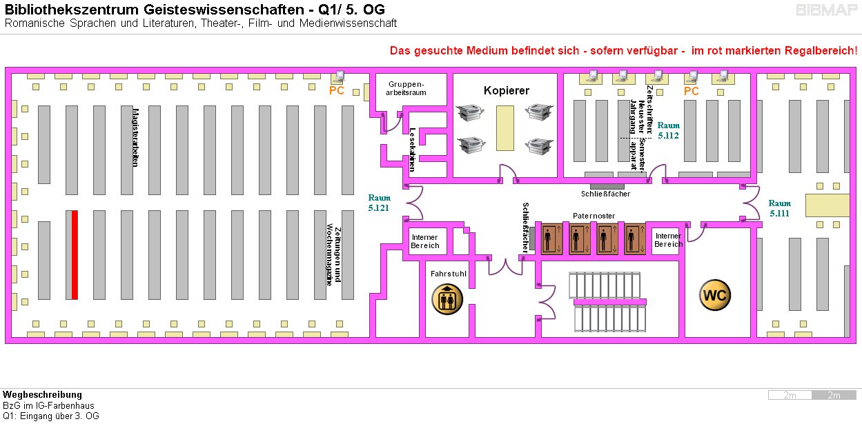 Bild zur Standortanzeige Wegbeschreibung 
BzG im IG-Farbenhaus
Q1: Eingang �ber 3. OG