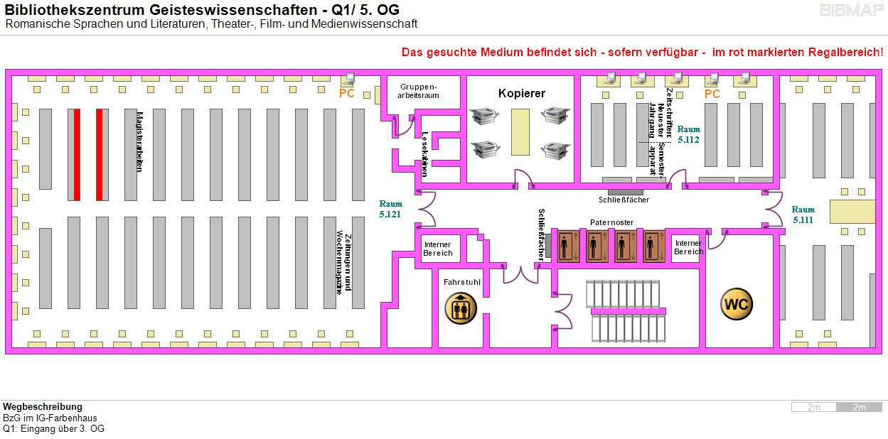 Bild zur Standortanzeige Wegbeschreibung 
BzG im IG-Farbenhaus
Q1: Eingang ber 3. OG