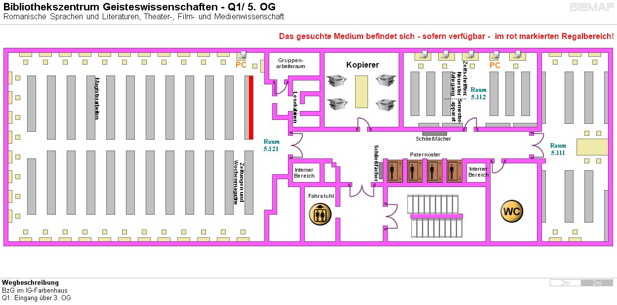Bild zur Standortanzeige Wegbeschreibung 
BzG im IG-Farbenhaus
Q1: Eingang ber 3. OG