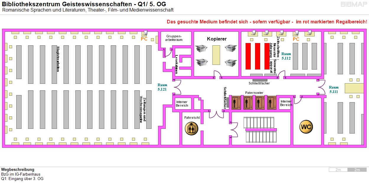 Bild zur Standortanzeige Wegbeschreibung 
BzG im IG-Farbenhaus
Q1: Eingang ber 3. OG