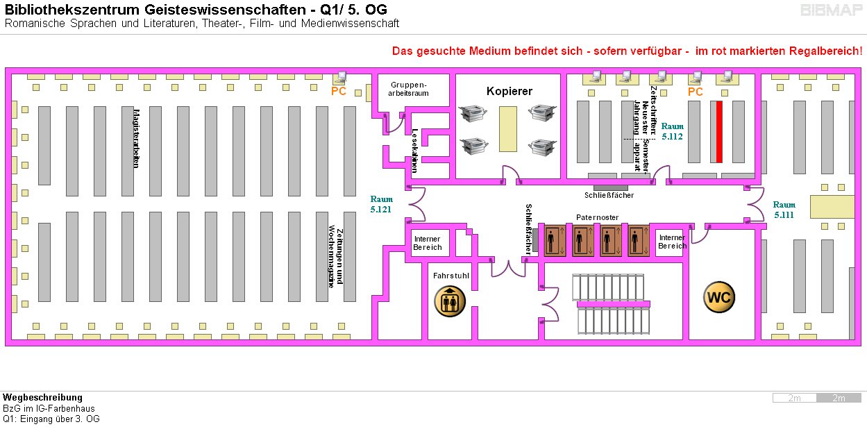 Bild zur Standortanzeige Wegbeschreibung 
BzG im IG-Farbenhaus
Q1: Eingang ber 3. OG