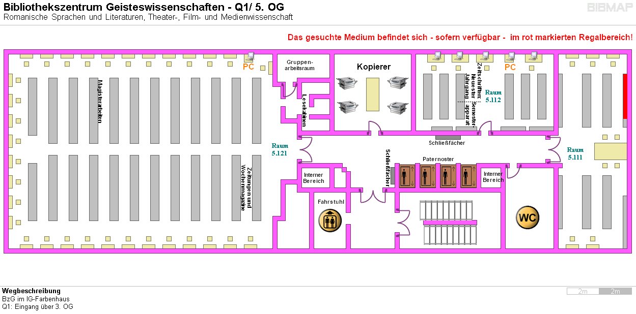 Bild zur Standortanzeige Wegbeschreibung 
BzG im IG-Farbenhaus
Q1: Eingang ber 3. OG