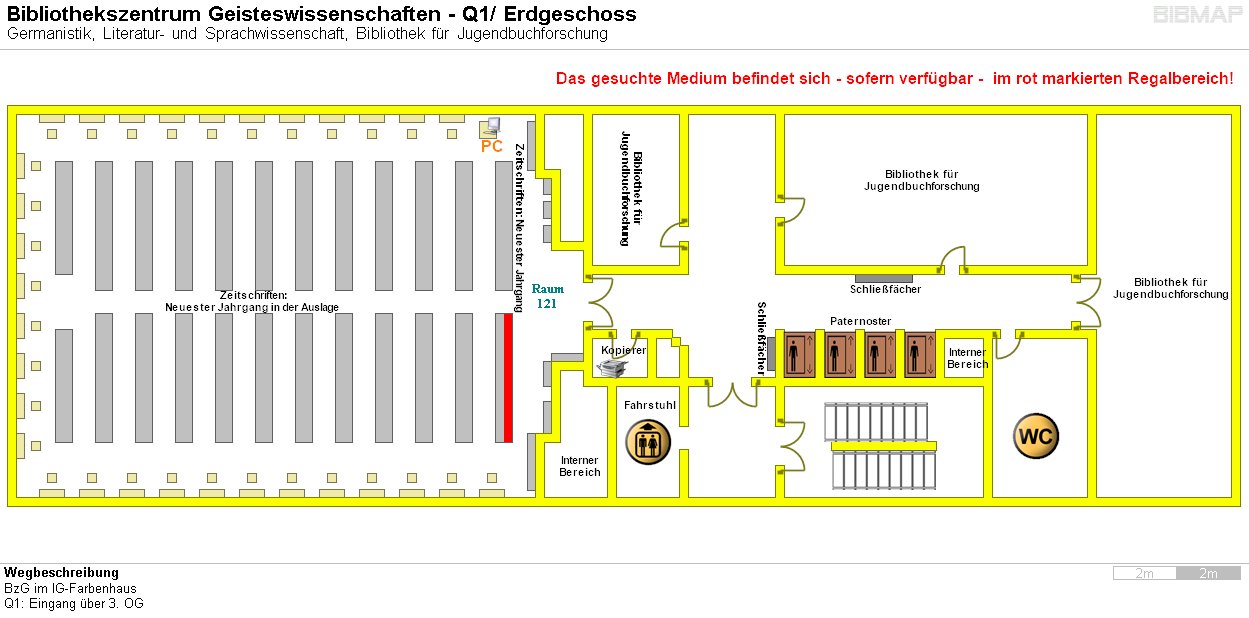 Bild zur Standortanzeige Wegbeschreibung 
BzG im IG-Farbenhaus
Q1: Eingang ber 3. OG