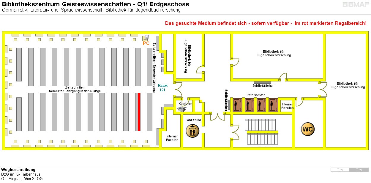 Bild zur Standortanzeige Wegbeschreibung 
BzG im IG-Farbenhaus
Q1: Eingang �ber 3. OG
