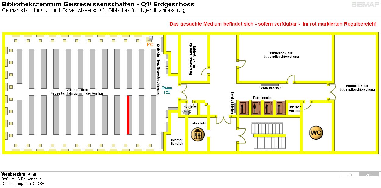 Bild zur Standortanzeige Wegbeschreibung 
BzG im IG-Farbenhaus
Q1: Eingang ber 3. OG