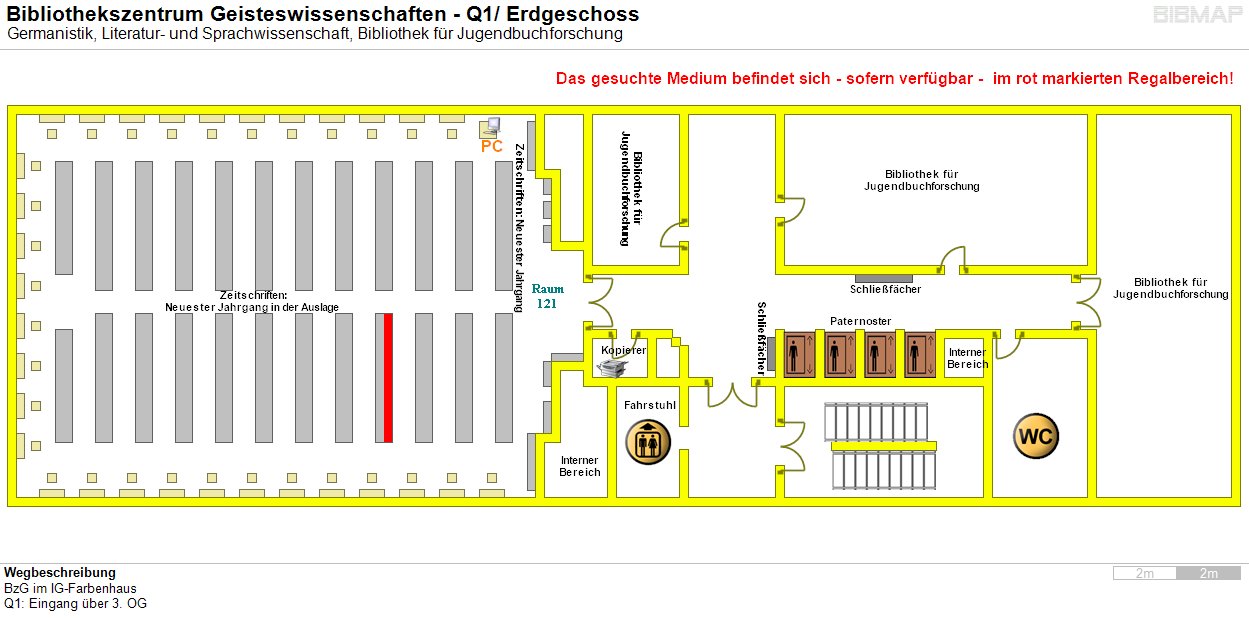 Bild zur Standortanzeige Wegbeschreibung 
BzG im IG-Farbenhaus
Q1: Eingang ber 3. OG