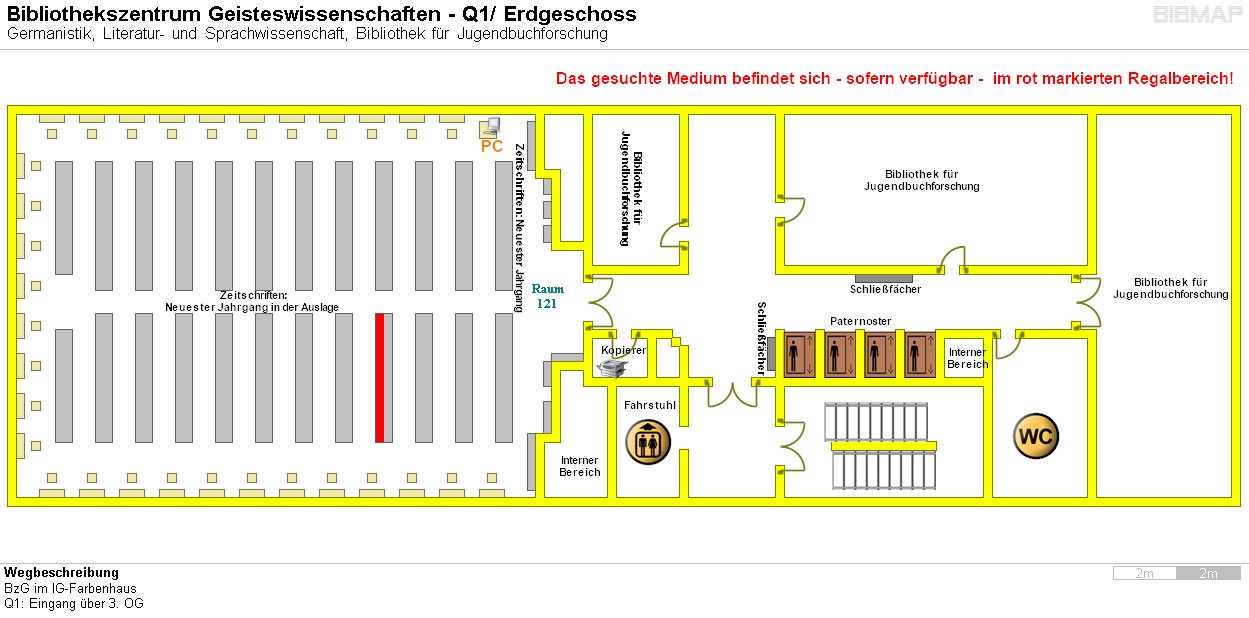 Bild zur Standortanzeige Wegbeschreibung 
BzG im IG-Farbenhaus
Q1: Eingang ber 3. OG