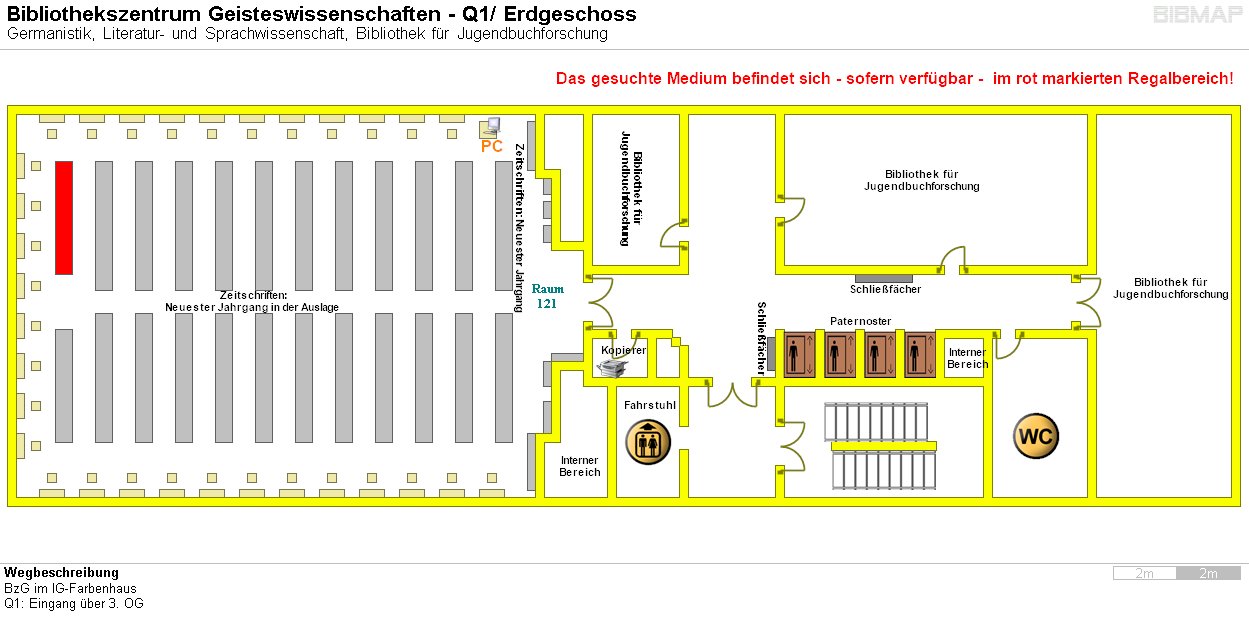 Bild zur Standortanzeige Wegbeschreibung 
BzG im IG-Farbenhaus
Q1: Eingang ber 3. OG