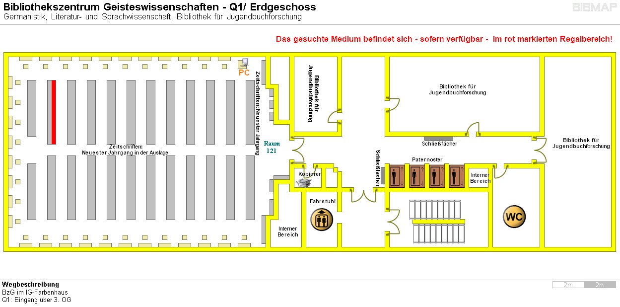 Bild zur Standortanzeige Wegbeschreibung 
BzG im IG-Farbenhaus
Q1: Eingang ber 3. OG