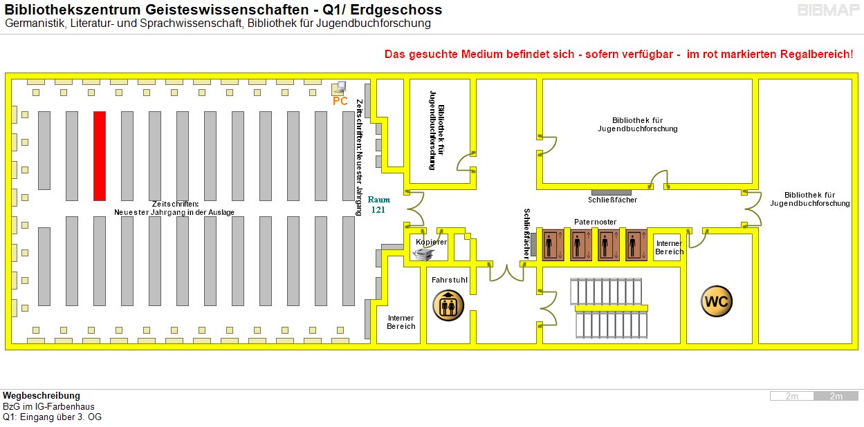 Bild zur Standortanzeige Wegbeschreibung 
BzG im IG-Farbenhaus
Q1: Eingang ber 3. OG