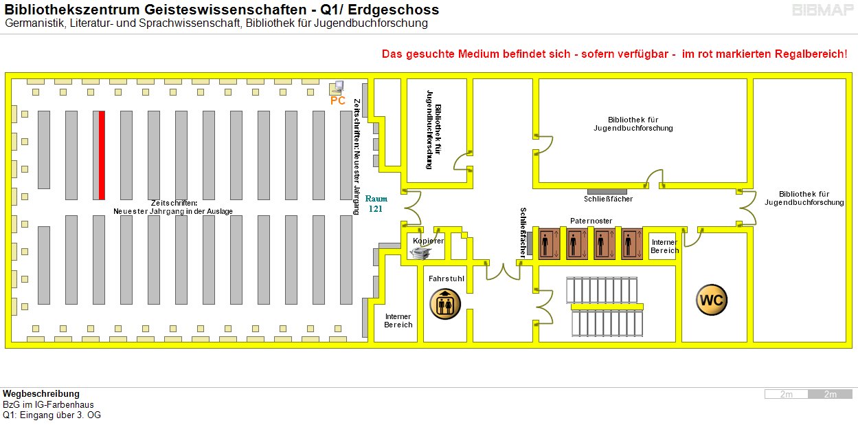 Bild zur Standortanzeige Wegbeschreibung 
BzG im IG-Farbenhaus
Q1: Eingang ber 3. OG