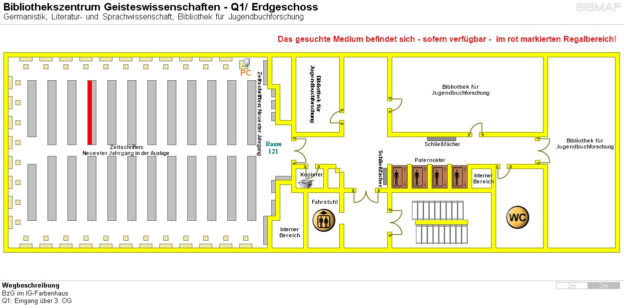 Bild zur Standortanzeige Wegbeschreibung 
BzG im IG-Farbenhaus
Q1: Eingang ber 3. OG