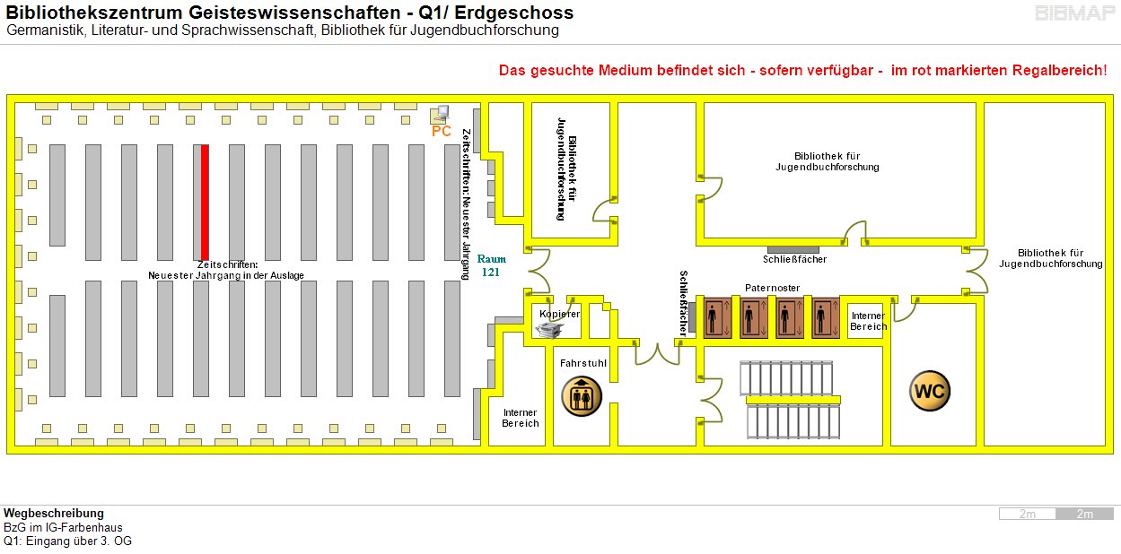 Bild zur Standortanzeige Wegbeschreibung 
BzG im IG-Farbenhaus
Q1: Eingang �ber 3. OG