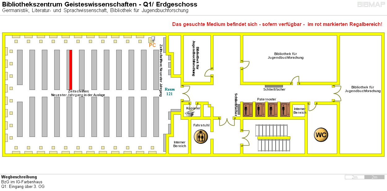 Bild zur Standortanzeige Wegbeschreibung 
BzG im IG-Farbenhaus
Q1: Eingang ber 3. OG