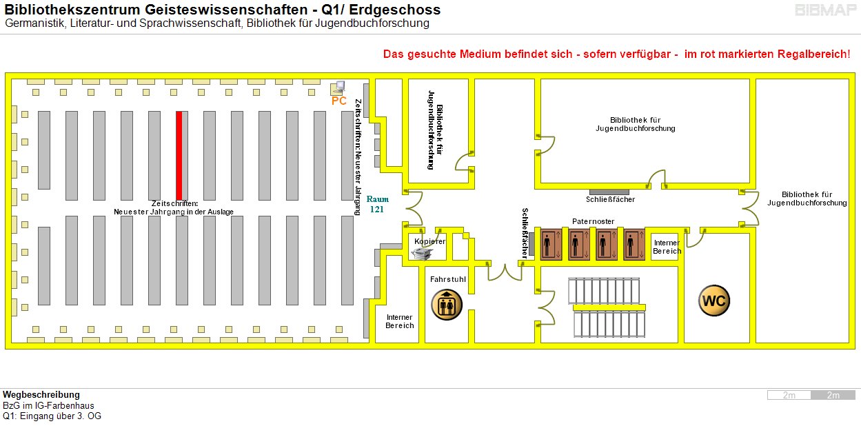 Bild zur Standortanzeige Wegbeschreibung 
BzG im IG-Farbenhaus
Q1: Eingang ber 3. OG