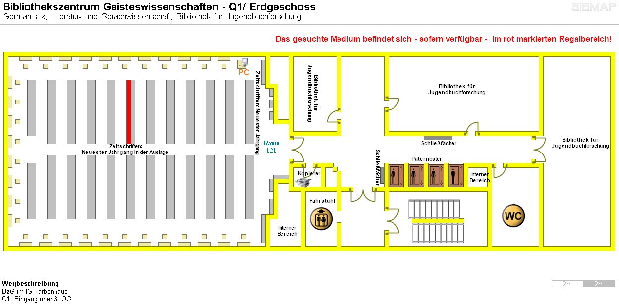 Bild zur Standortanzeige Wegbeschreibung 
BzG im IG-Farbenhaus
Q1: Eingang ber 3. OG