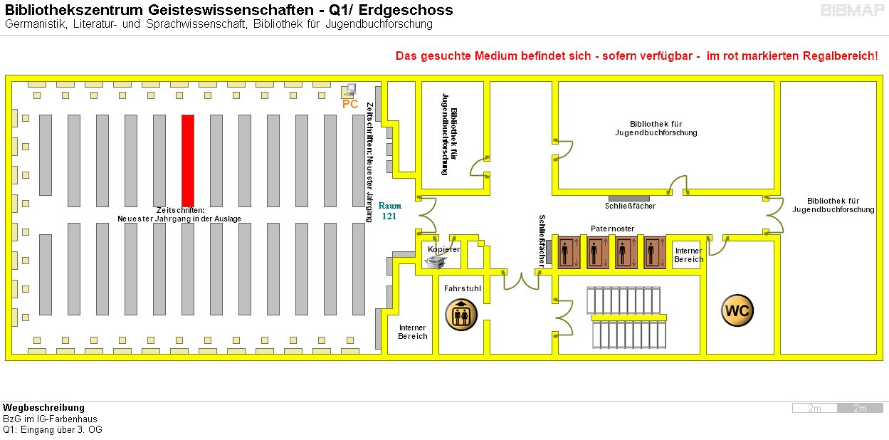 Bild zur Standortanzeige Wegbeschreibung 
BzG im IG-Farbenhaus
Q1: Eingang �ber 3. OG