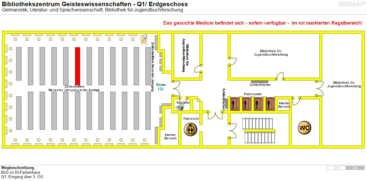 Bild zur Standortanzeige Wegbeschreibung 
BzG im IG-Farbenhaus
Q1: Eingang �ber 3. OG