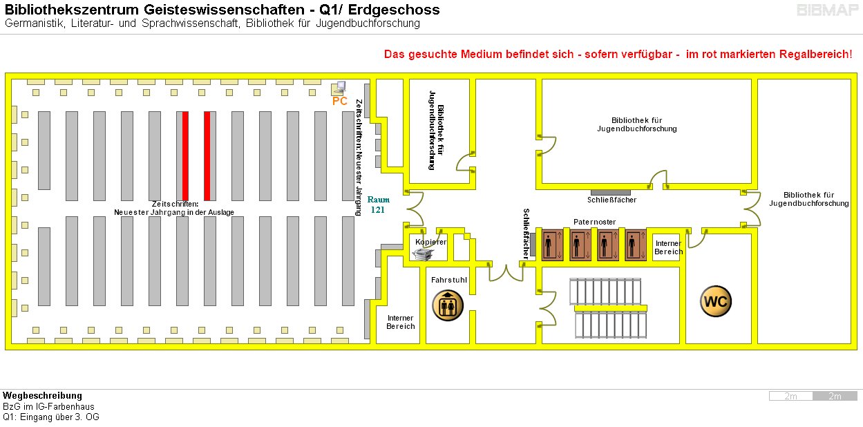 Bild zur Standortanzeige Wegbeschreibung 
BzG im IG-Farbenhaus
Q1: Eingang �ber 3. OG