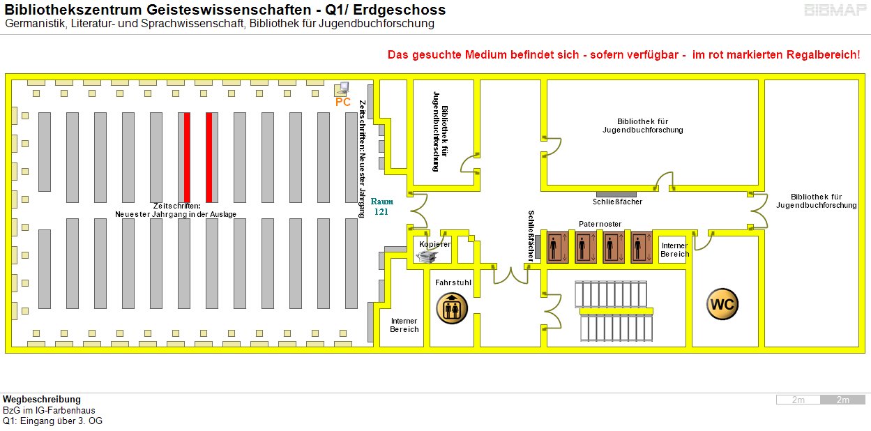 Bild zur Standortanzeige Wegbeschreibung 
BzG im IG-Farbenhaus
Q1: Eingang �ber 3. OG
