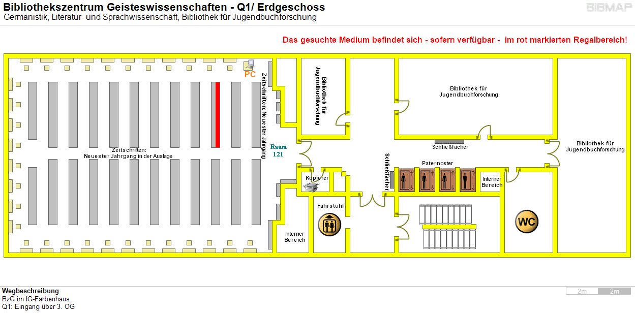 Bild zur Standortanzeige Wegbeschreibung 
BzG im IG-Farbenhaus
Q1: Eingang ber 3. OG