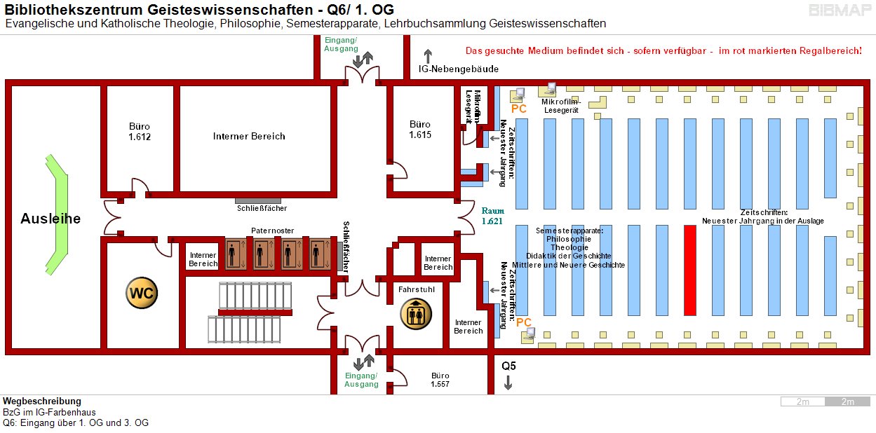 Bild zur Standortanzeige Wegbeschreibung
BzG im IG-Farbenhaus
Q6: Eingang ber 1. OG und 3. OG