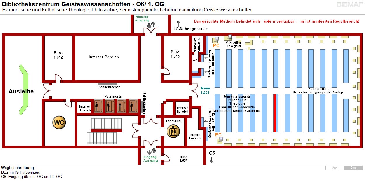 Bild zur Standortanzeige Wegbeschreibung
BzG im IG-Farbenhaus
Q6: Eingang ber 1. OG und 3. OG