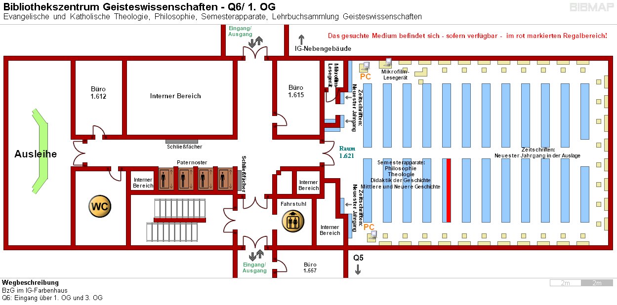 Bild zur Standortanzeige Wegbeschreibung
BzG im IG-Farbenhaus
Q6: Eingang ber 1. OG und 3. OG
