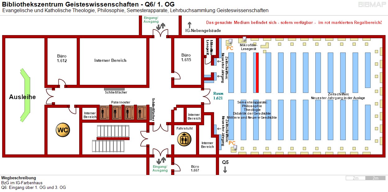 Bild zur Standortanzeige Wegbeschreibung
BzG im IG-Farbenhaus
Q6: Eingang ber 1. OG und 3. OG