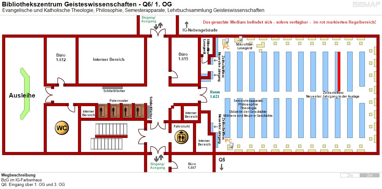 Bild zur Standortanzeige Wegbeschreibung
BzG im IG-Farbenhaus
Q6: Eingang �ber 1. OG und 3. OG