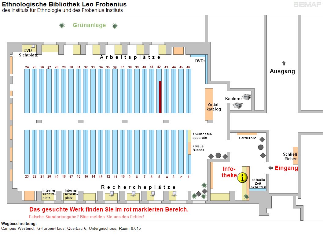Bild zur Standortanzeige Wegbeschreibung: 
Campus Westend, IG-Farben-Haus, Querbau 6, Untergeschoss, Raum 0.615