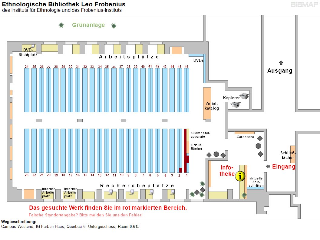 Bild zur Standortanzeige Wegbeschreibung: 
Campus Westend, IG-Farben-Haus, Querbau 6, Untergeschoss, Raum 0.615