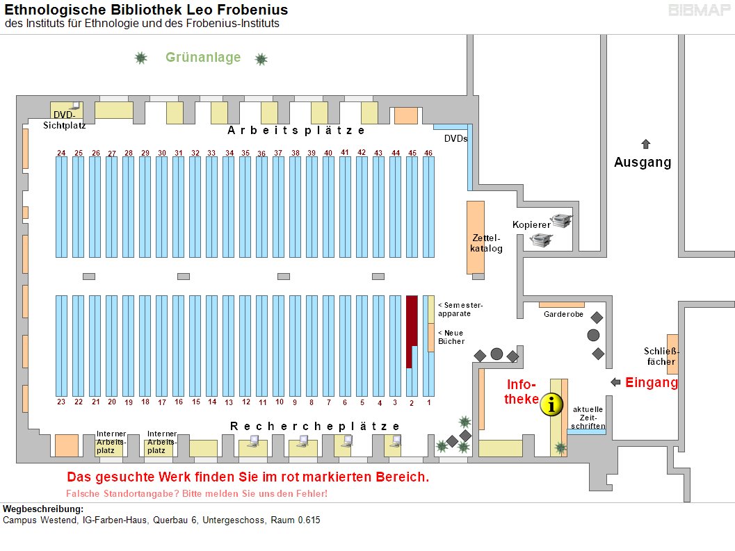 Bild zur Standortanzeige Wegbeschreibung: 
Campus Westend, IG-Farben-Haus, Querbau 6, Untergeschoss, Raum 0.615