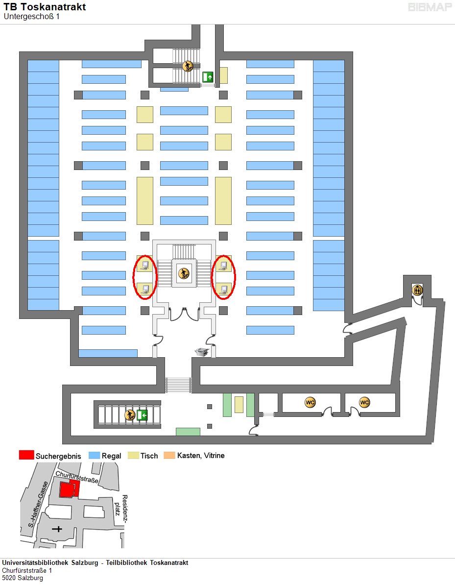 Bild zur Standortanzeige Universittsbibliothek Salzburg - Teilbibliothek Toskanatrakt
Churfrststrae 1
5020 Salzburg