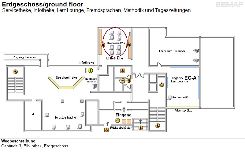 Bild zur Standortanzeige Wegbeschreibung
Gebude 3, Bibliothek, Erdgeschoss