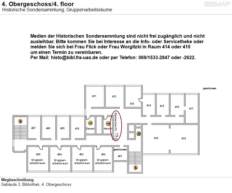Bild zur Standortanzeige Wegbeschreibung
Gebude 3, Bibliothek, 4. Obergeschoss